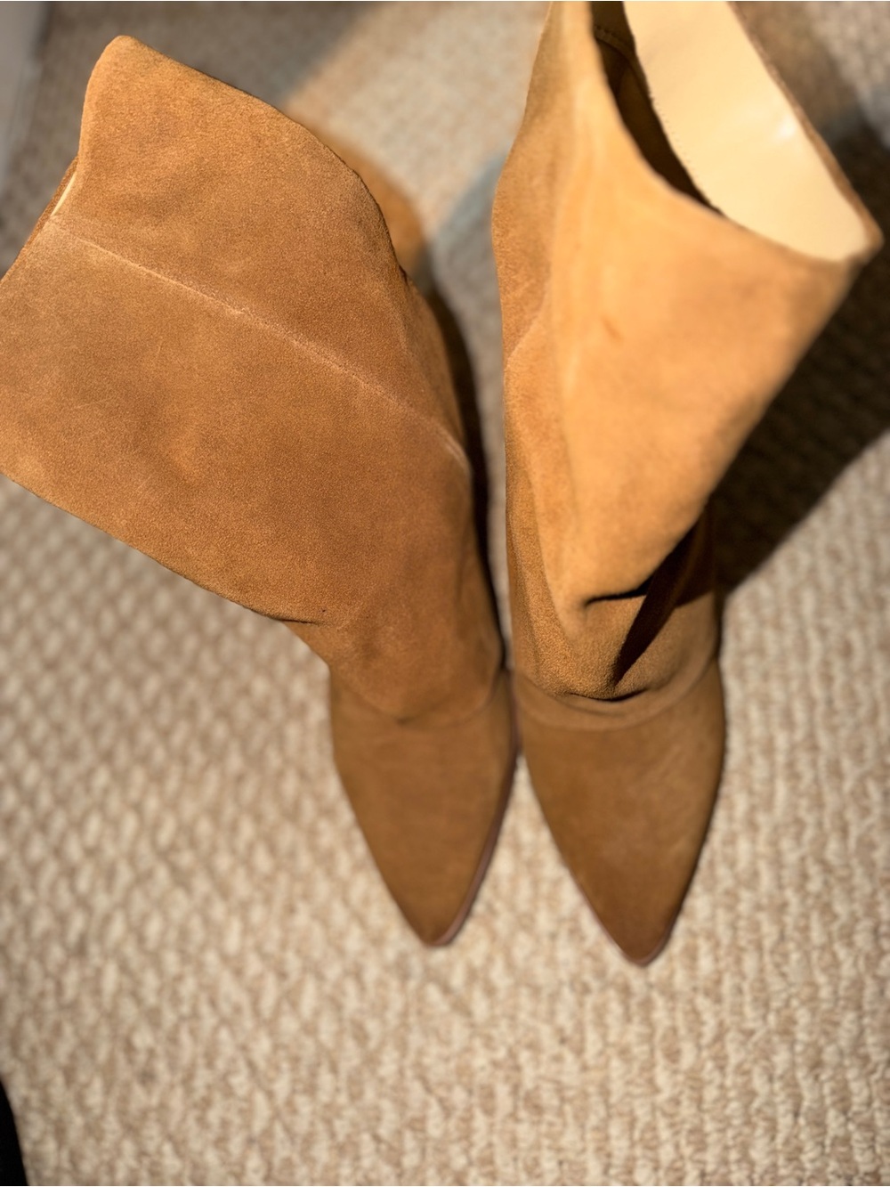 Nine West Suede Block Heel Booties - Tan